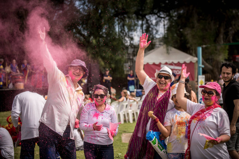 the holi festival at golden square pool 2023